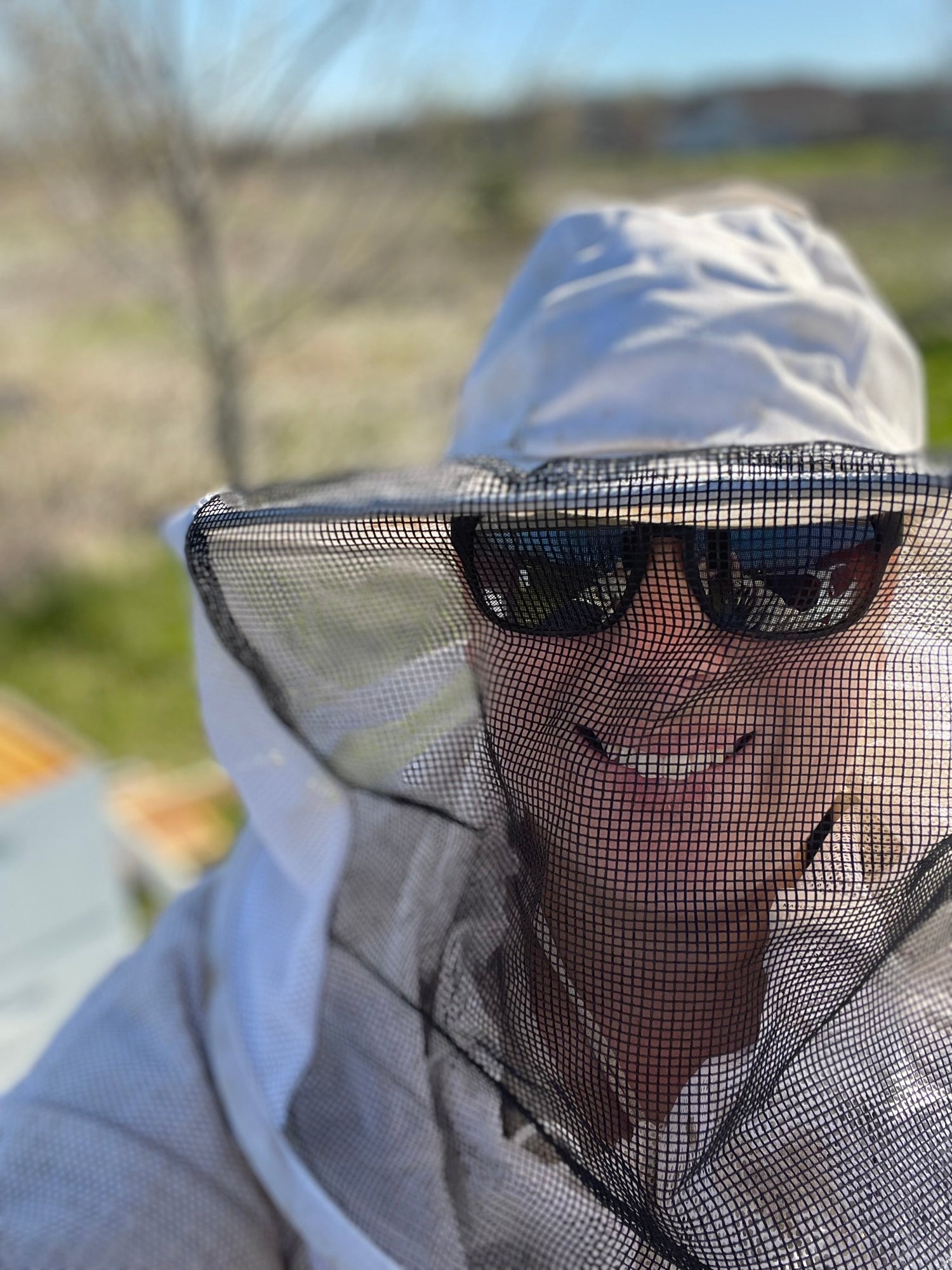 Farmer Kerrieanne in Beekeeping Suit